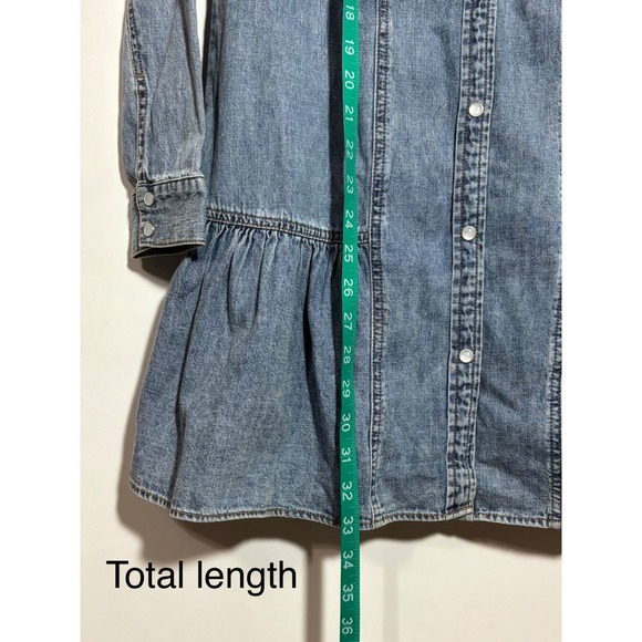 Veronica Beard Catherine Denim Flounce Mini Dress Blue Snap Front Womens Size 00 - Picture 5 of 11